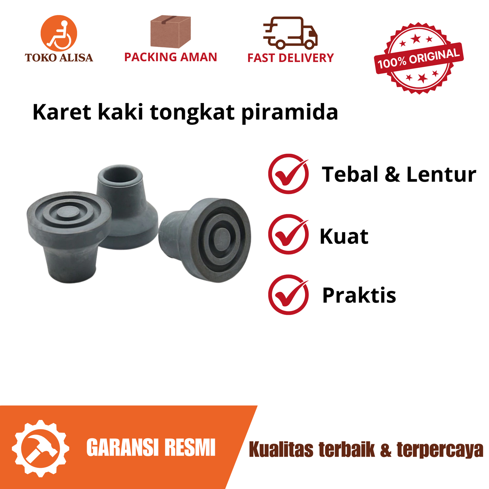 Karet kaki tongkat piramida